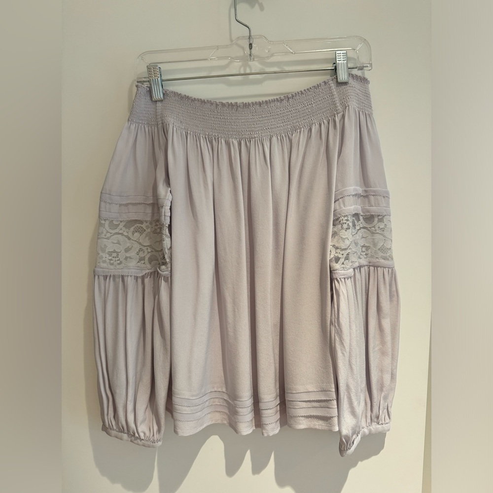 100% silk off the shoulder peasant blouse by Olivia Palmero, size S